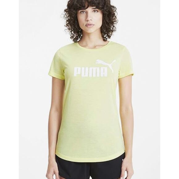 Puma Women's ESS Logo Tee in Spring Yellow Short Sleeve Shirt X-Small XS NWT - Picture 4 of 6